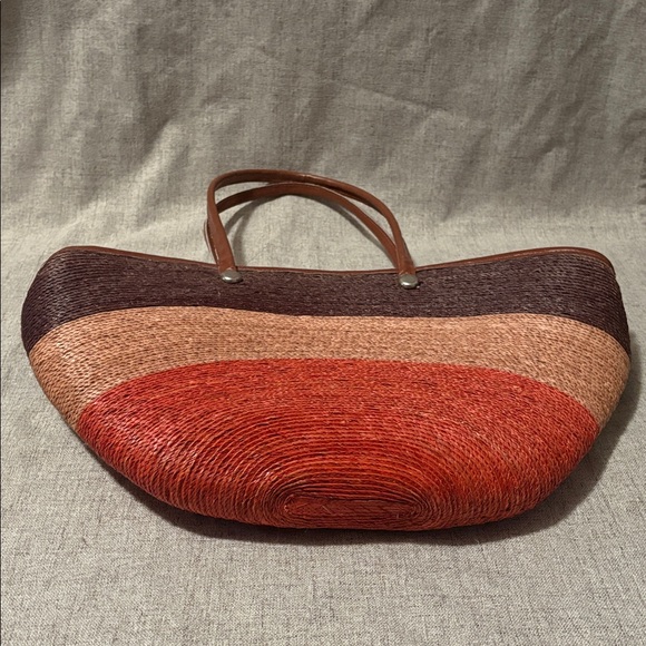 Woven Straw Multicolor Shoulder Tote Bag - Picture 4 of 8